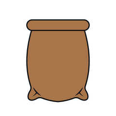 Brown sack icon with rounded top, empty cloth bag design