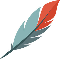 Obraz premium Red and Teal Feather Quill on White Background writing