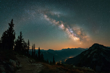 Milky Way over Mountain Range