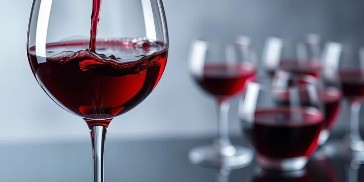 Crystal glass brimming with rich red wine, swirling gently,  Merlot,   texture