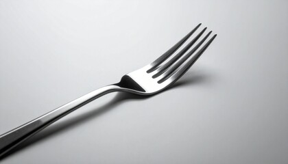&ldquo;Bent metallic fork with curved handle on smooth gray surface.&rdquo;