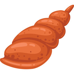 Orange Spiral Seashell Isolated On Transparent Background Pixel Art Style Detailed Texture With Grooves And Bumps