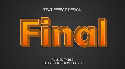 Orange final text effect design on a dark background