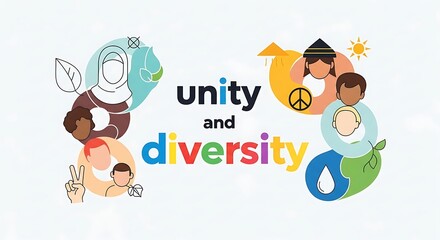 Naklejka premium Unity and Diversity - A Colorful Illustration of Inclusion and Harmony.