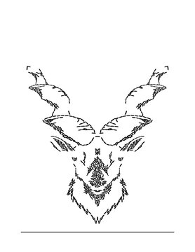 Minimalist Deer Head Line Art &ndash; Tribal Antler Design Markur animal rice styal design line wrok 
