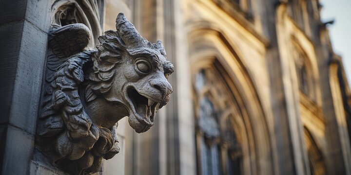 Gargoyle guarding ancient british architecture