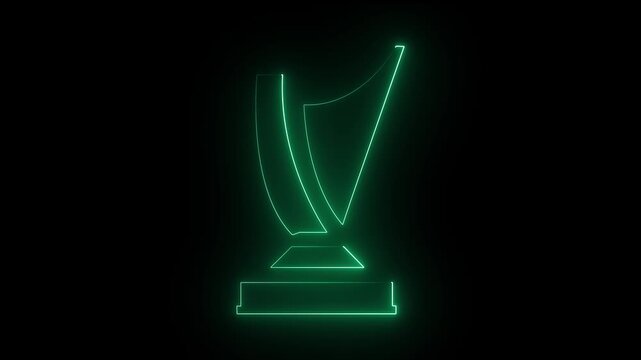 Neon crest icon on black background . blue color neon icon .4k animation.