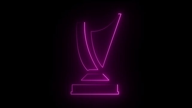 Neon crest icon on black background . violet color neon icon .4k animation.