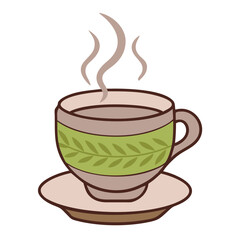 Illustration of a cup of coffee with steam isolated on