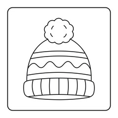 Cute Knitted Beanie Illustration for Winter Coloring Fun