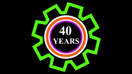 40 Years Text Animation Effects Anniversary Digital neon Circle black Background.4k animation graphic video. - Powered by Adobe