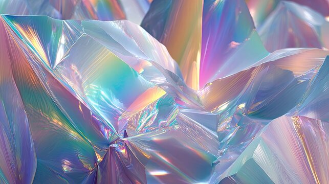 Abstract Iridescent Geometric Crystal Shapes