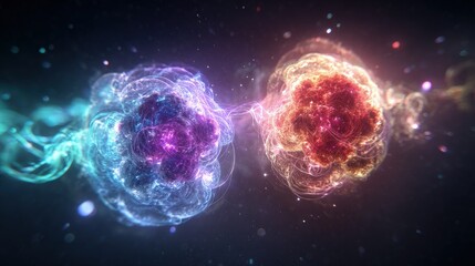 Abstract Glowing Spheres With Light Trails