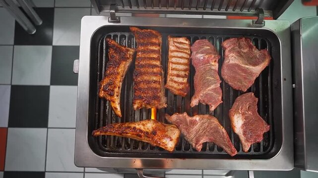 Asado Argentine beef cooking overhead transformation cinematic