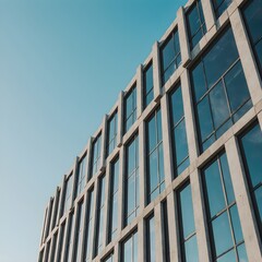 Modern Office Building Facade with Blue Sky &mdash; Minimal Urban Architecture Design