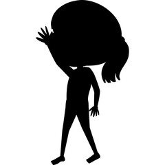 Silhouette Of A Woman Waving With A Large Bouffant Hairstyle Standing Against A White Background With A Transparent Background Element