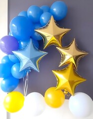 gold star on blue background