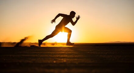 Silhouette of a runner at sunset running sunrise