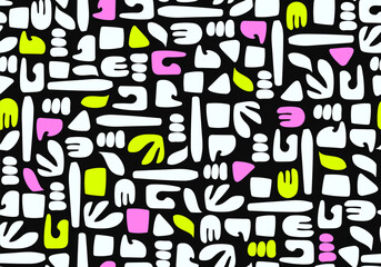 Seamless abstract pattern with different elements.