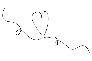 Heart continuous single line art drawing. Hand drawn doodle heart outline vector illustration
