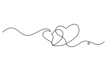 Heart continuous single line art drawing. Hand drawn doodle heart outline vector illustration
