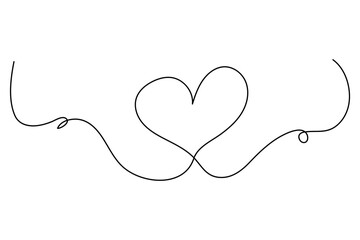 Fototapeta premium Heart continuous single line art drawing. Hand drawn doodle heart outline vector illustration 