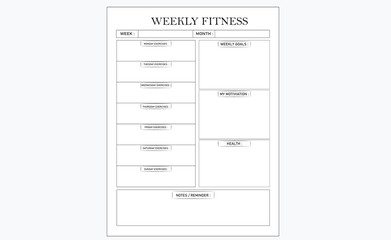 Weekly Fitness Custom Logbook Pages book interior design