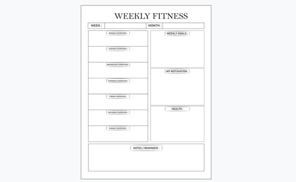 Weekly Fitness Custom Logbook Pages book interior design