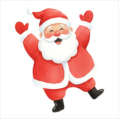 Santa Claus Vector Dancing Joyfully Christmas Illustration Isolated on White Background
