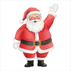 Santa Claus Vector Waving Hello Christmas Illustration Isolated on White Background
