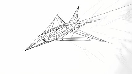 Obraz premium Sketch style supersonic jet aircraft streaks across a clean white background