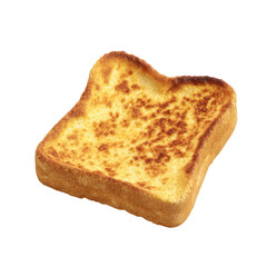 Golden brown slice of toast closeup on transparent background for breakfast concepts