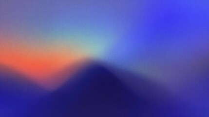 A dreamy, abstract landscape featuring blurred colors of blue, orange, and green, evoking a serene and atmospheric scene.