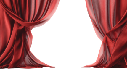 Red velvet theater stage curtain fabric drapes textile illustration on a white background