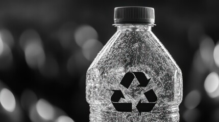 Clear plastic bottle with recycling symbol emphasizes sustainability and eco-friendly packaging solutions