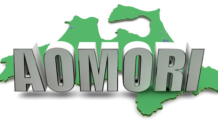 青森県マップとテキスト素材