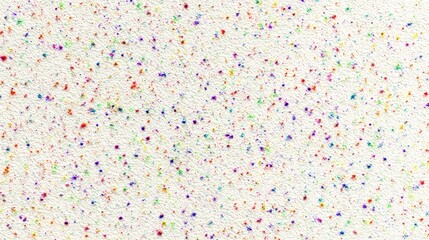 A vibrant, textured surface with an array of colorful specks scattered across a light background, resembling confetti or a playful artistic design.