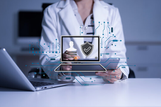 Cyber security, login, data protection concept Fingerprint scanning and authentication.