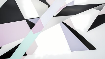 Intersecting planes of pastel and dark color create a sharp geometric background composition