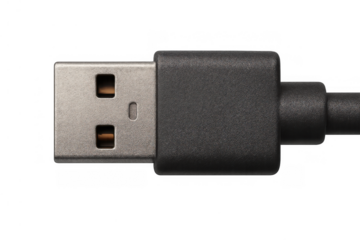 Usb a type connector plug representing data transfer, device charging, and digital connection technology on transparent background