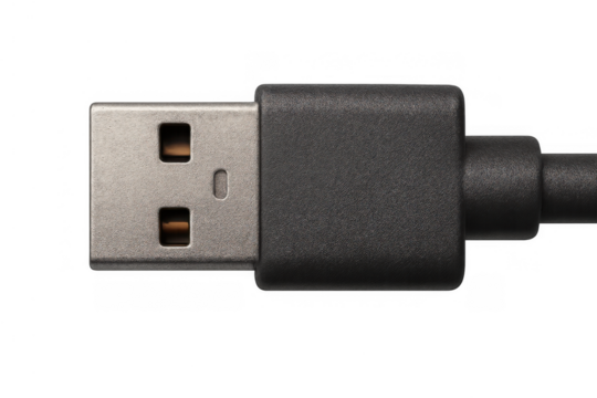 Usb a type connector plug representing data transfer, device charging, and digital connection technology on transparent background