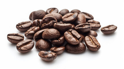 roasted coffee beans isolated on white background