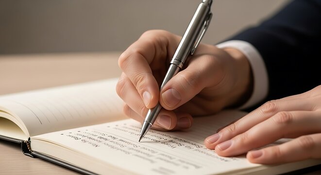 Hand Writing Notes in Business Journal