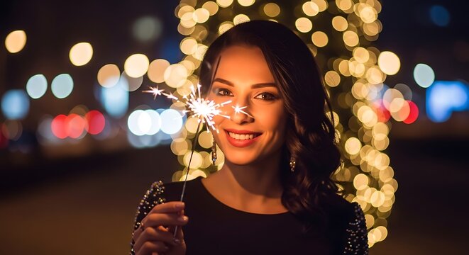 Night Sparkle Woman's Joyful Celebration