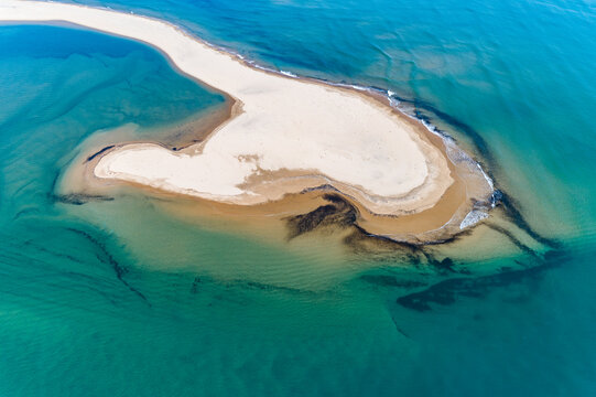 Looking down on sandbar in a tidal creek at Seventeen Seventy, Queensland