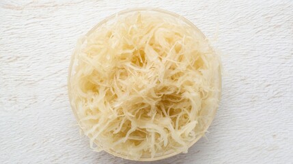 Fresh Raw Sauerkraut on White Background Isolated. Generative AI