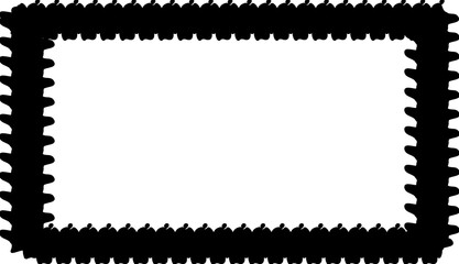 Black and white rectangular frame with a detailed, jagged, and textured border design.