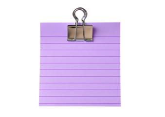 Lilac lined note paper, metal clip on top