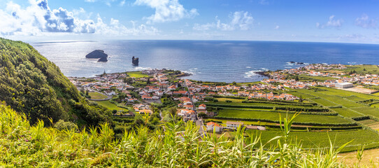  View of Mosteiros from viewpoint "Pico de Mafra", Azores, Portugal