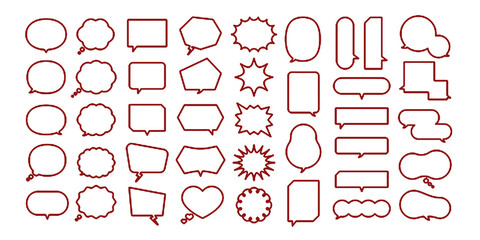 Simple line speech bubble set / speech bubbles, dialogue, frames, clouds
